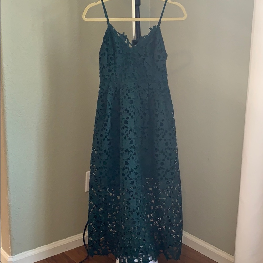 Hunter Green Lace Wedding Guest Dress Size Small